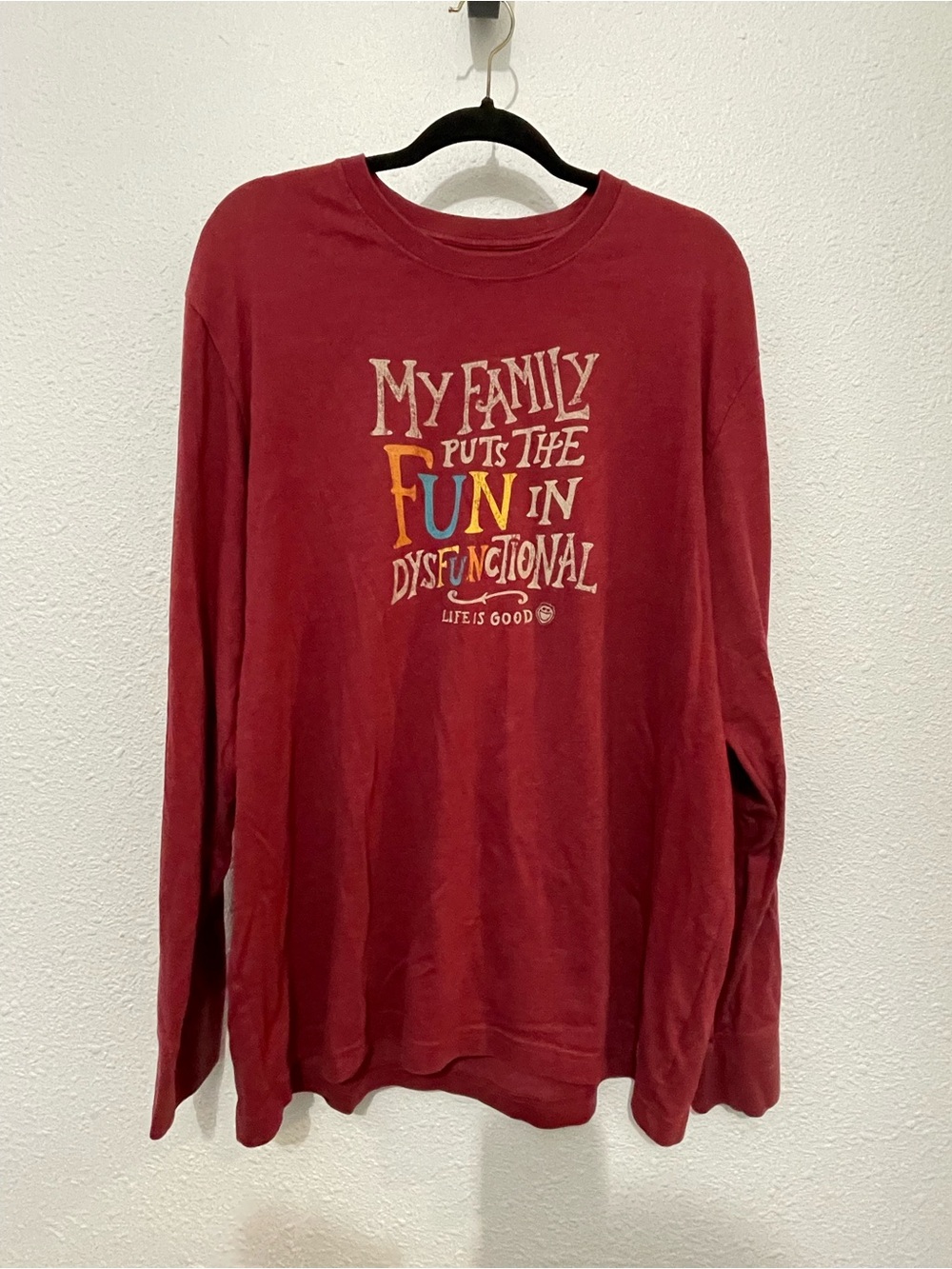 Life is Good “My Family Puts the Fun in Dysfunctional” Crusher T shirt Mens XL